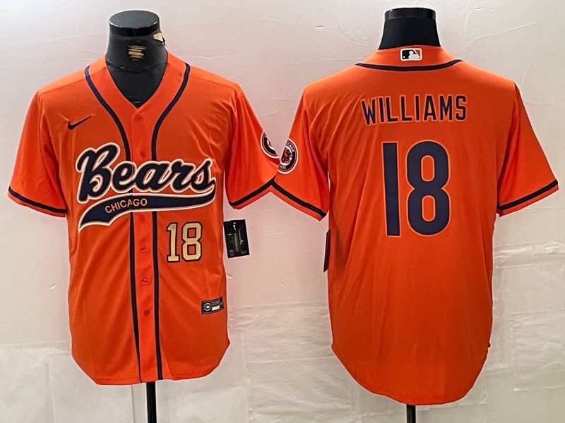 Men Chicago Bears #18 Williams Orange Joint Name 2024 Nike Limited NFL Jersey style 4